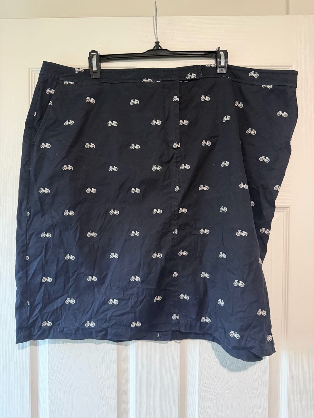 Talbots Navy Midi Skirt with White Bicycle Motif